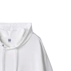 <b>Men's</b> <b>White</b> Solid Oversized Hoodie <b>Sweatshirt</b> with Kangaroo Pocket Drawstring Pullover - Product Image 3