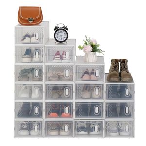 18-Pack White <b>Shoe</b> Storage <b>Boxes</b> <b>Clear</b> Plastic Stackable Design for Organising Your <b>Shoes</b> - Product Image 1