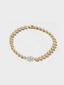 Diamond Ball Chain <b>Bracelets</b> Wholesale 2 Ct Oval Cut Lab Grown Bezel Set 14K <b>Solid</b> Gold 2.5 mm Everyday Cuff Factory Bulk Price - Product Image 1