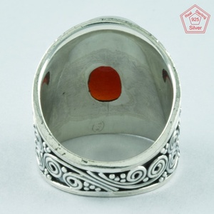 Precioso anillo de Plata de Ley 925 con piedra de ónix rojo, joyería de piedras preciosas de plata, mayorista - Product Image 4