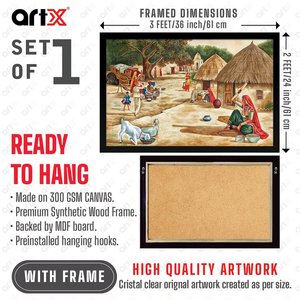 Traditional Scenery Acrylic Painting on <b>Canvas</b> with <b>Wood</b> Frame Multicolor Indoor Wall Decor Artwork - Product Image 3
