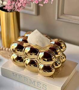 Boîte à mouchoirs martelée effet diamant, légère, finition dorée, centre de table de mariage, prix abordable - Product Image 4