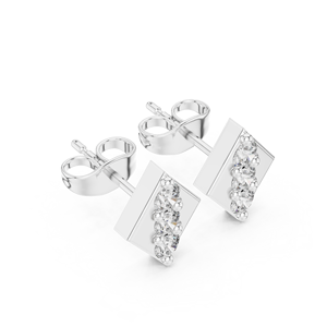 Luxury Vintage <b>Silver</b> Geometric Diamond <b>Stud</b> Earrings IGI Certified Womens Fine Jewelry for Wedding & Engagement Gift - Product Image 2