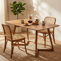 Mesa de Comedor de Lujo de Madera de Teca Sólida de Estilo Moderno de Mediados de Siglo, Diseño Rectangular Minimalista, Muebles Ecológicos para Comedor, Decoración del Hogar