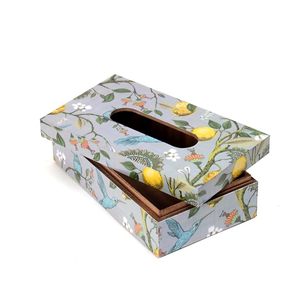 Boîte à mouchoirs en bois faite à la main, porte-serviettes en émail floral, boîte à mouchoirs décorative classique, design personnalisé - Product Image 1