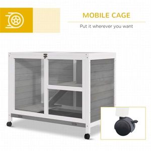 Gray Wood Rabbit Hutch Pet House and Furniture for Small Animals - Product Image 3