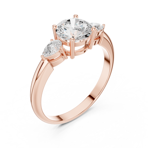 Rose Gold Round Cut Three Stone Diamond Engagement <b>Ring</b> for Women Classic Solitaire Promise Wedding <b>Ring</b> - Product Image 2