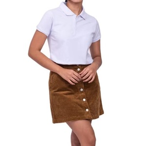 Womens <b>White</b> Cotton <b>Polo</b> Shirt Short Sleeve Solid Color Preppy Style Regular Fit Oxford Fabric Fit OEM Wholesale - Product Image 1