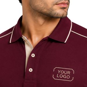 Polo Premium Color Borgoña para Hombre con Franja en el Hombro y Detalle Lateral en Contraste, Bordado de Logotipo Personalizado - Product Image 6
