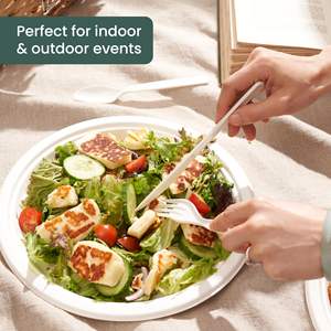 Fourchettes, couteaux et cuillères jetables sans plastique, robustes et résistantes, sans BPA, sans danger pour les aliments, écologiques, pour les fêtes et les mariages - Product Image 3