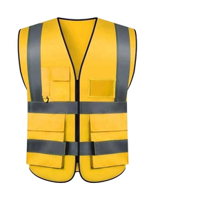 Chaleco de Seguridad Reflectante de Alta Visibilidad, Rojo, Poliéster, Múltiples Bolsillos, Unisex, Uniforme de Guardia, Todas las Temporadas, Detección de Agujas, Sin Costuras - Product Image 3