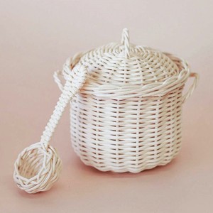 ชุดจานหวายน่ารักสำหรับเล่นทำอาหารจิ๋ว ชุดเสิร์ฟไม้ธรรมชาติ ของเล่นครัว - Product Image 6