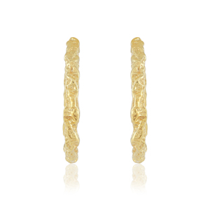 Pendientes de Aro Valore Jewels de Plata de Ley 925 con Baño de Oro de 18K, Diseño Orgánico Texturizado de Corteza de Abedul, Estilo Bohemio, Regalo de Boda para Mujer - Product Image 2