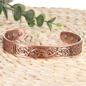 Minimalist Sacred Tree Intertwined Knot Engraved Magnetic Solid Copper Wristband Fashionable Metal Jewelry Exquisite Design - Product Image 4