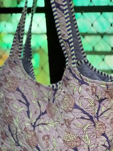Hand Block Printed Quilted Cotton Tote <b>Bag</b> for Lady Bohemian Floral Design Magnetic Closure <b>Large</b> Size <b>Beach</b> & Daily Use - Product Image 3