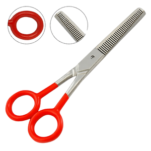 Hair Salon Stylist Barber Thinning <b>Shears</b> 6 Inch Red Handle Stainless Steel Texturizing Scissors Professional Grooming <b>Tool</b> - Product Image 2