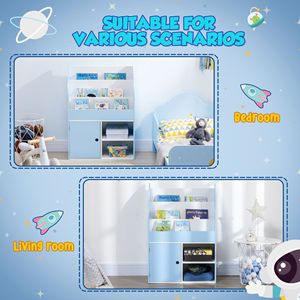 Blu Freestanding per bambini libreria per bambini e giocattolo organizzatore armadietto per libri vestiti e giocattoli - Product Image 5