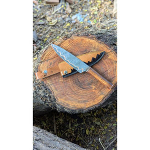 Cuchillo de Chef Burraq, Hecho a Mano con Acero de Damasco, Hoja de 7 Pulgadas, Grosor de 3.0 mm, Mango de Madera, Funda de Cuero Premium, Nuevo - Product Image 4