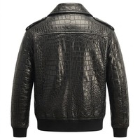 Blouson Bomber en Cuir Gaufré Noir Imperméable à Manches Longues Zippé Unisexe Hiver Écologique avec Logo Frontal