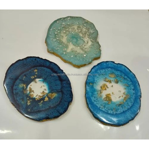 : ที่รองแก้วเรซิน Geode ทำด้วยมือแผ่นรองเครื่องดื่มลายอีพ็อกซี่สำหรับตกแต่งโต๊ะรับประทานอาหารในบ้านสำนักงานขายส่งจำนวนมาก - Product Image 4