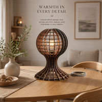 Lampe de table Globe haut de gamme en bois découpé au laser, éclairage décoratif |   Lampe sphérique en bois artisanale pour salon, chambre à coucher, bureau