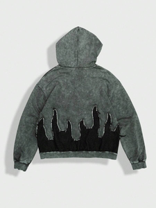 Sudadera con capucha para hombre, hombros caídos, oversize, de algodón grueso, forro polar, bordado, estampado, estilo casual, streetwear, precio económico, venta al por mayor - Product Image 6