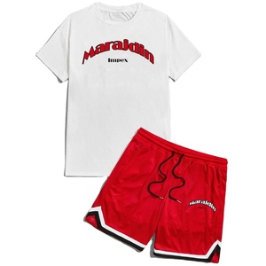 Mens High Quality 100% Cotton Twin Set Casual Summer Sports Suit Fitness Breathable <b>Track</b> <b>T</b>-shirt Shorts Including Tee - Product Image 1