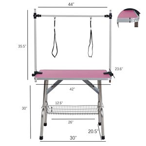 42\" Adjustable Stainless Steel Frame Folding <b>Dog</b> Pet Grooming <b>Table</b> with Rubber Mat for Cats and <b>Dogs</b> - Product Image 2