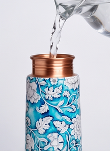 Modern Trendy Floral Pattern <b>Copper</b> <b>Bottle</b> Designed Modern Minimalist Style For Everyday Use Travel Gym Yoga Office And Gifts - Product Image 3