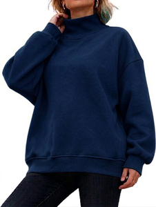 Sweat-shirt personnalisé pour femme, col montant, 100 % coton épais, coupe oversize, en molleton écologique, automne-hiver, longueur longue, style décontracté - Product Image 3