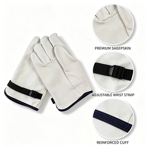 Gants de conduite en cuir de vachette de qualité supérieure, résistants à la chaleur, niveau de protection ANSI/ISEA 1, paume renforcée antidérapante, légers et confortables - Product Image 5