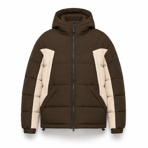 Premium Hooded Puffer <b>Jacket</b> Cold Weather Street Fashion Thick Quilting Custom Woven Badge Service Secure Utility Zipper Pockets - Product Image 1