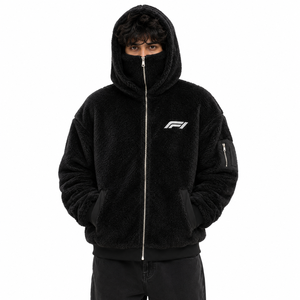 Wholesale Oversized Custom <b>Zip</b> Up Face Cover Hood Jacket Winter Streetwear Cargo <b>Pocket</b> Oversized Men's Cotton Fleece <b>Hoodies</b> - Product Image 1