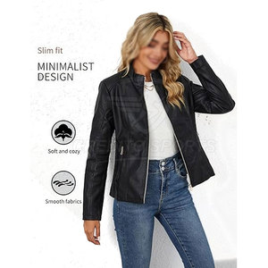 Chaqueta de Cuero para Mujer, Estilo Elegante, Costuras Duraderas, Aspecto Moderno para Uso Urbano, Chaqueta de Cuero de Alta Calidad - Product Image 3