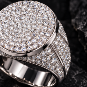 Bague Signet Hip Hop en Argent 925 Pavé Large avec Moissanite VVS Certifiée Testeur de Diamant, Coupe Ronde, Bijoux Fins pour Hommes - Product Image 2