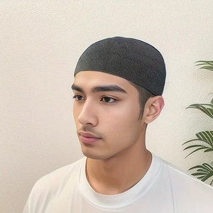 Breathable Hollow Out Muslim Prayer Skull <b>Cap</b> for <b>Men</b>, Stretchy Knitted Kufi, Comfortable Solid Color Undercap for Daily Worship - Product Image 5