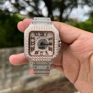 Splendide montre analogique à quartz pour homme avec strass, boîtier en cristal saphir, chronographe de luxe, mouvement ETA antique, 28 mm - Product Image 5