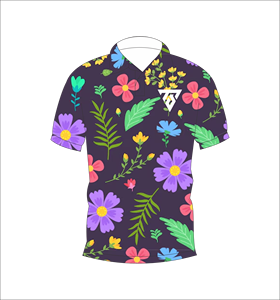 Polo pour homme à motif floral multicolore foncé, sublimation personnalisée, manches courtes, décontracté d'été, respirant, léger, pour le golf - Product Image 1