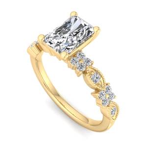 Bague de fiançailles de luxe en or rose avec diamant taille radiant, style <span class=keywords><strong>vintage</strong></span>, sertie de milgrain, bande marquise, ensemble de mariage, bijoux fantaisie pour femme, cadeau - Product Image 5