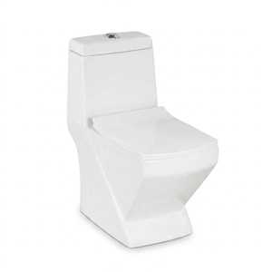 Inodoro Contemporáneo de Una Pieza con Taza Alargada, Montado en el Suelo, de Porcelana, con Doble Descarga y Sifón, Ecológico y Fácil de Limpiar - Product Image 1