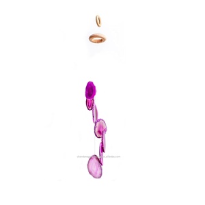 Carillons éoliens en Agate rose, tranches d'agate naturelle colorée, décorations de noël, artisanat, pour la maison - Product Image 1