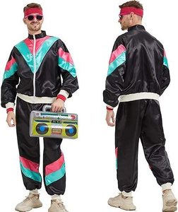 Custom Men Black Tracksuit Oversized Windbreaker <b>Jacket</b> Baggy Pants <b>Reflective</b> Piping Streetwear Set Private Label OEM SHH - Product Image 3