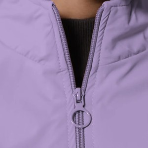 Blouson bomber violet pour femme, manches longues, col à capuche, fermeture éclair, imperméable, coupe-vent, en nylon, pour toutes les saisons - Product Image 2