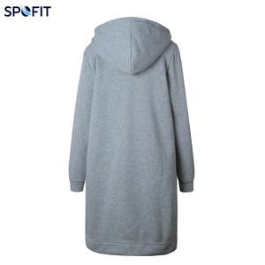 Wholesale SPOFIT 100% Cotton Eco-Friendly Breathable Anti-Wrinkle Knitted Lined Drop Shoulder Oversized <b>Long</b> <b>Hoodie</b> <b>Women</b> - Product Image 6
