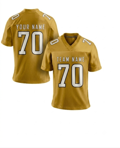 Jersey de Fútbol Americano Dorado Personalizado por el Fabricante, Transpirable, de Secado Rápido, Uniforme de Equipo Personalizado para Hombres, Mujeres y Jóvenes, OEM - Product Image 1