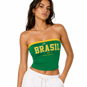 Customize Women Strapless Tube Crop Top Brazil Inspired Slim Fit Summer Streetwear Bandeau Private Label OEM Bulk Women's shirts - Product Image 2