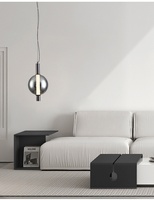 Suspension LED ovale moderne et personnalisable en verre de style nordique pour restaurant, bar ou comptoir, petite, à intensité variable, blanc chaud, réglable
