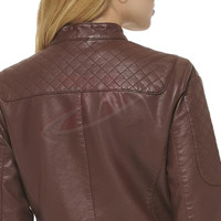 Vestes en cuir tendance couleur marron pour l'hiver, avec manches longues, pour femmes et unisexe.