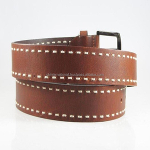Ceinture en cuir véritable pour homme, décontractée et formelle, à boucle ardillon, en cuir pleine fleur tanné végétal, couleur tan, vente chaude - Product Image 1