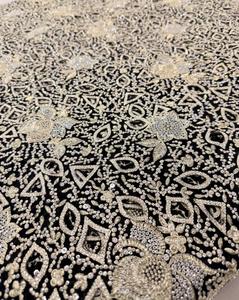 Tela de Seda Floral Bordada a Mano con Cuentas y Lentejuelas, Tela de Lujo para Bodas Indias, para Lehenga, Saree y Vestidos de Novia - Product Image 3